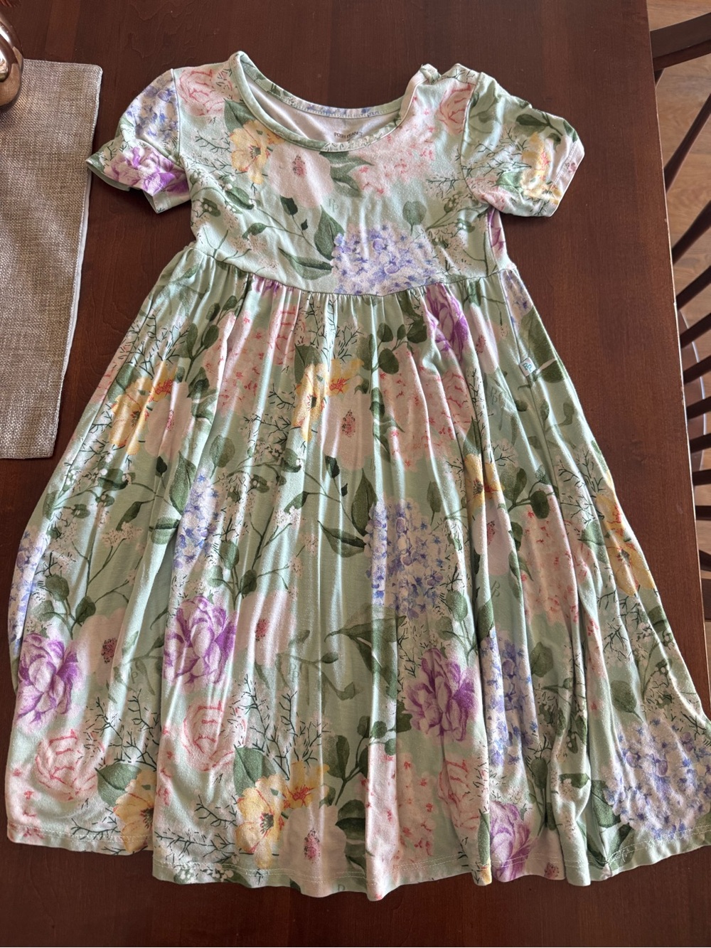 Girls' posh Peanut Floral Mint Short-Sleeve Dress